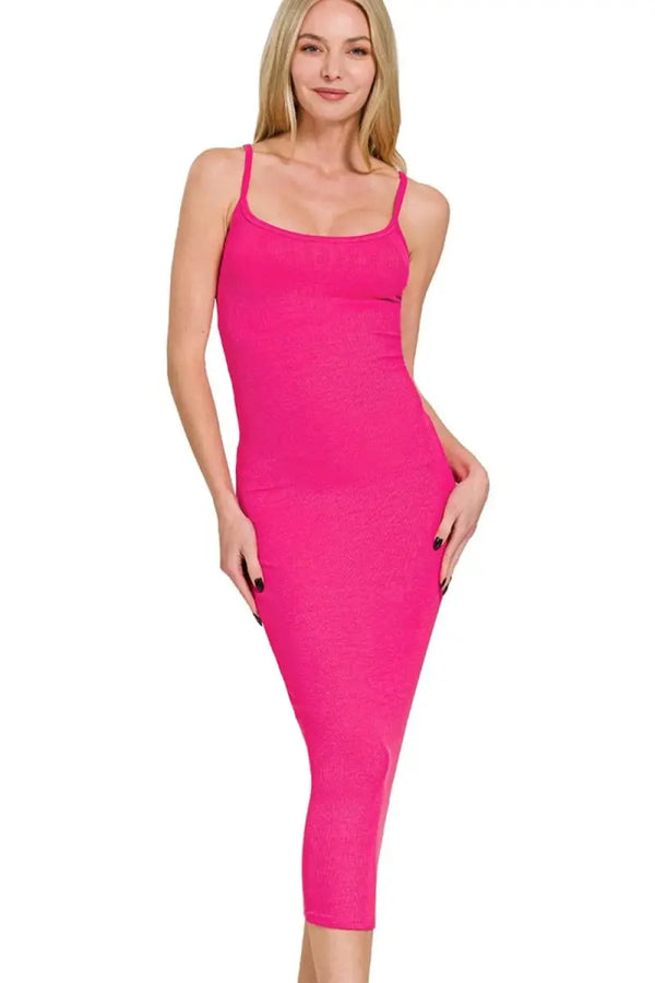 Trendsi Ribbed Bodycon Dress Women's Everyday Midi Dress Soft & Flattering