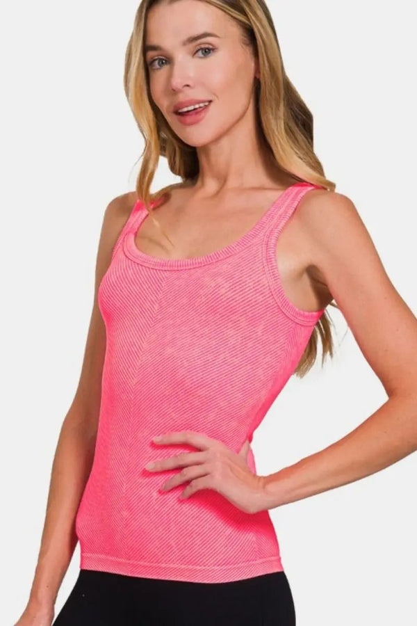 Ribbed Tank Top - Everyday Layering - Scoop Neck Basic