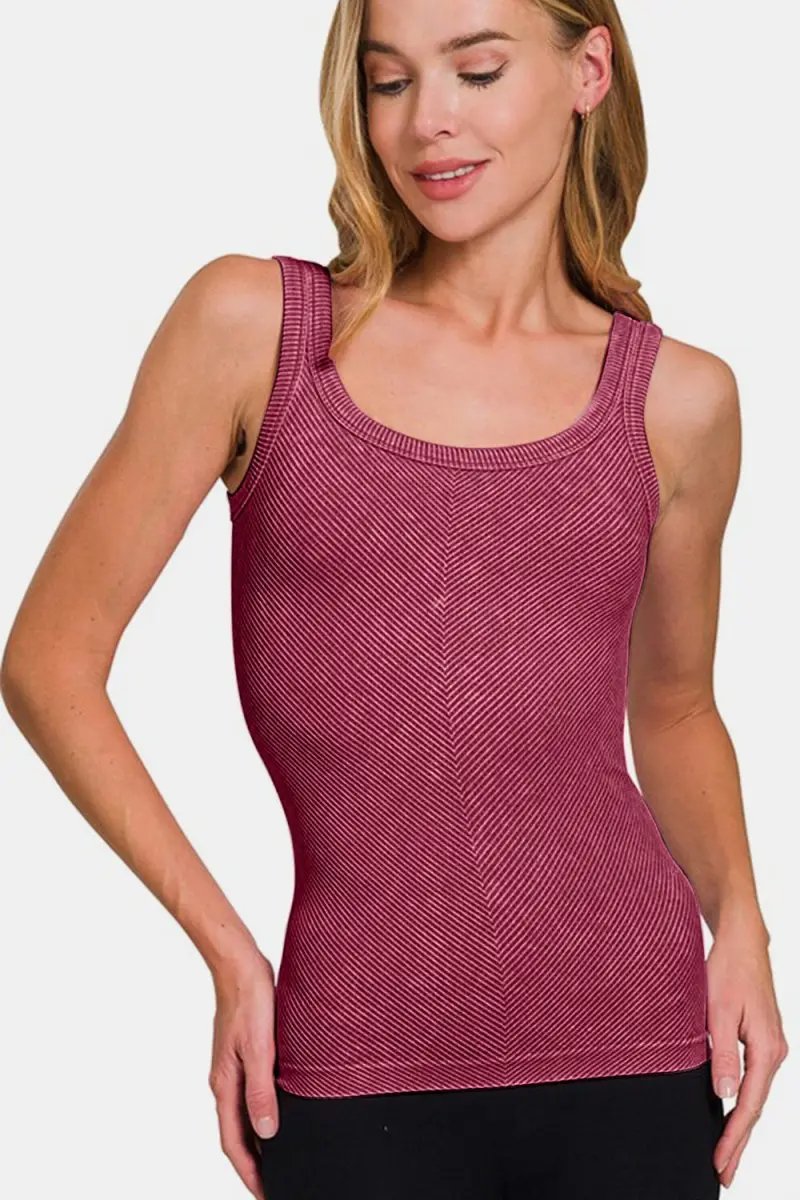 Trendsi Ribbed Tank Top Women's Stylish Layering Basic Essential Soft