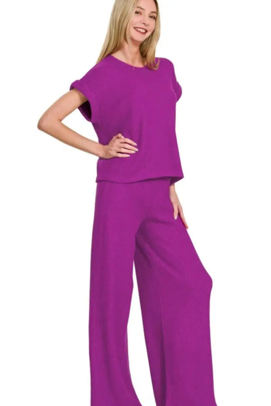 Women's Loungewear Set - Comfy Rolled Sleeve - Relaxed Fit