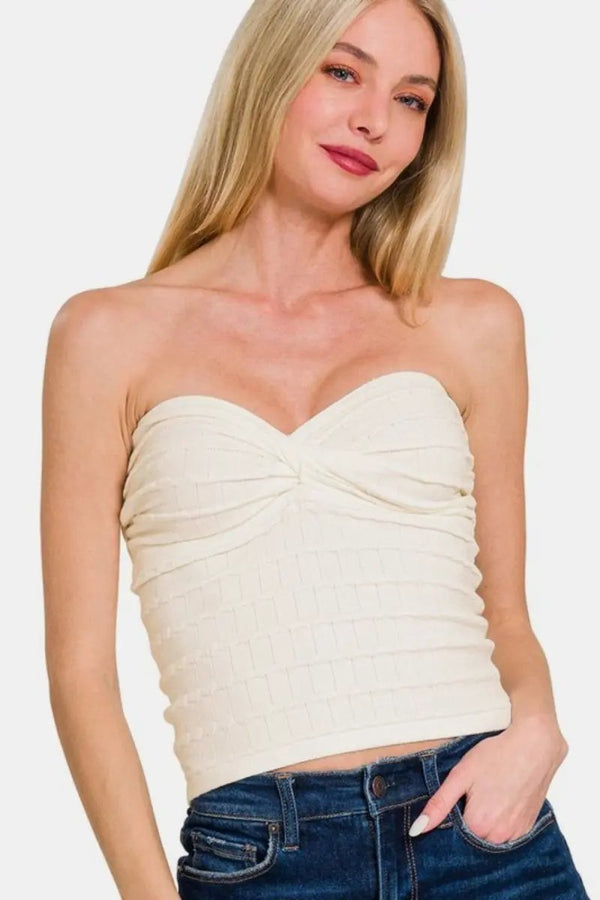 Trendsi Ruched Sweetheart Top Women's Casual Tank USA Made, Comfy