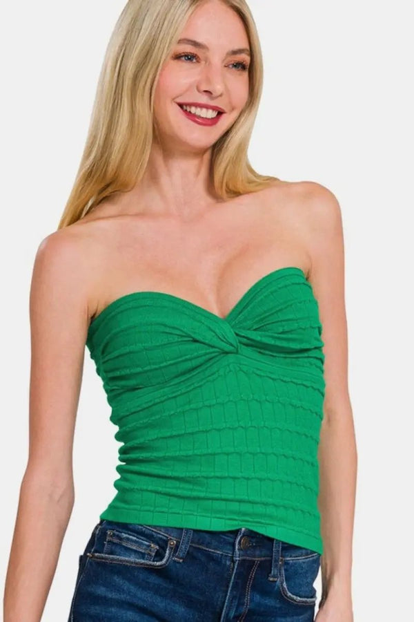 Trendsi Ruched Sweetheart Top Women's Casual Tank USA Made Soft