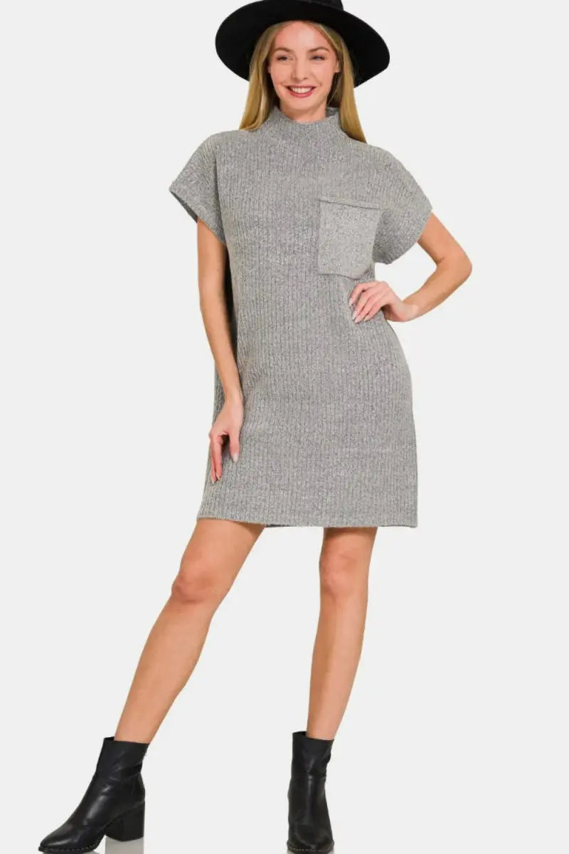 Knit Mini Dress - Short Sleeve & Comfy - Casual Chic