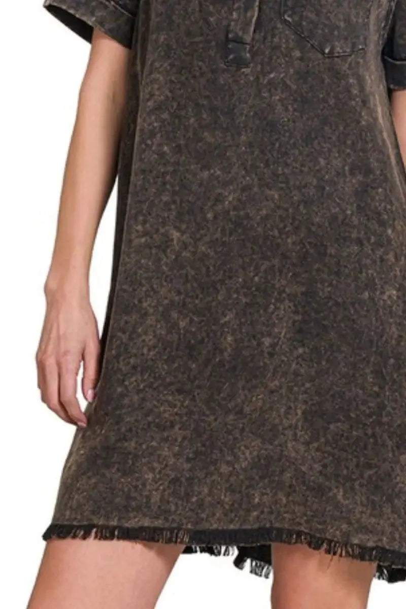 Trendsi Tencel Dress Women's Casual Collared Shirt Dress Soft & Comfy