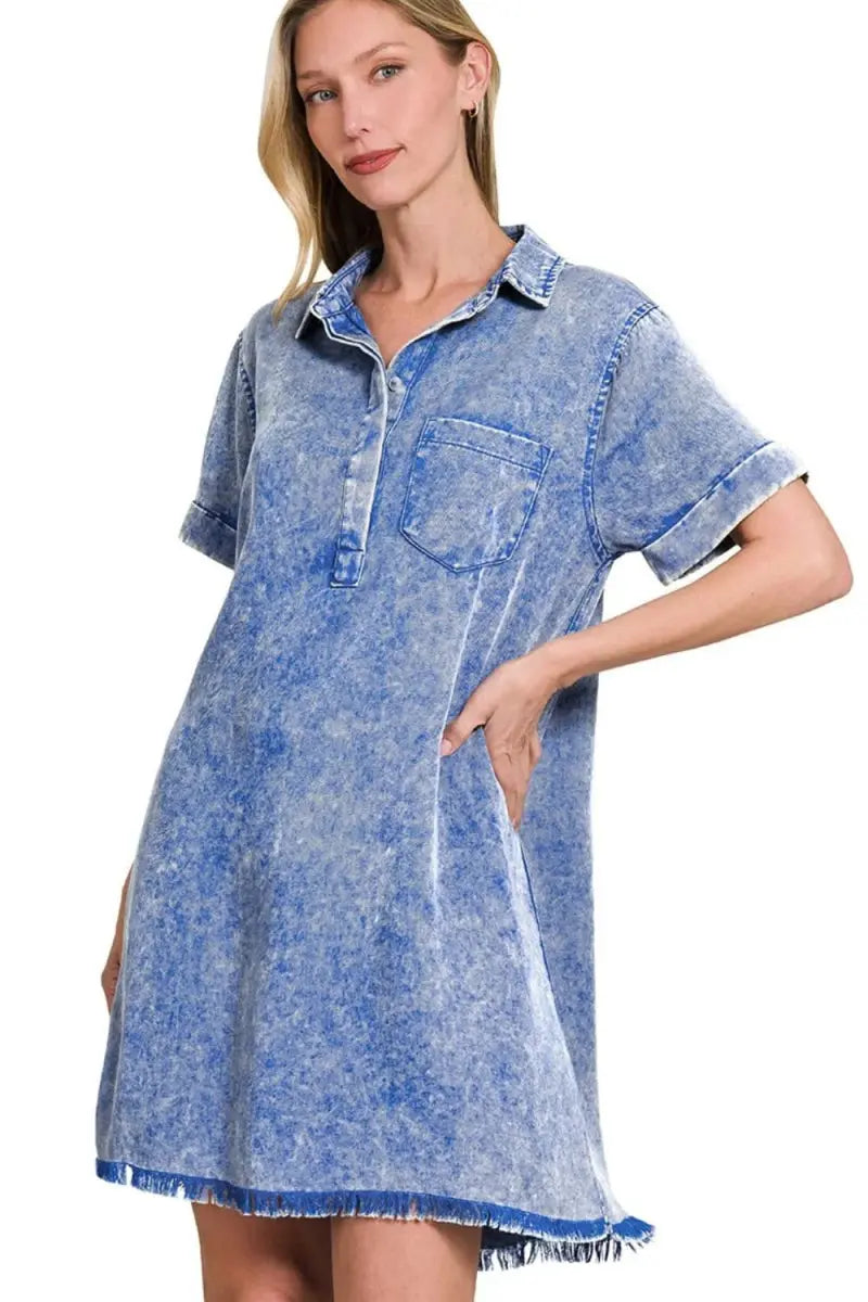 Tencel Dress - Mineral Washed & Soft - Casual Shirt Dress