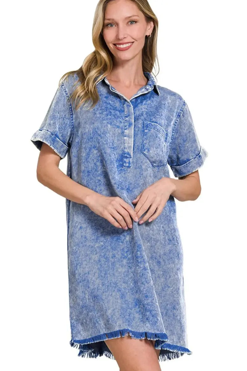 Tencel Dress - Mineral Washed & Soft - Casual Shirt Dress