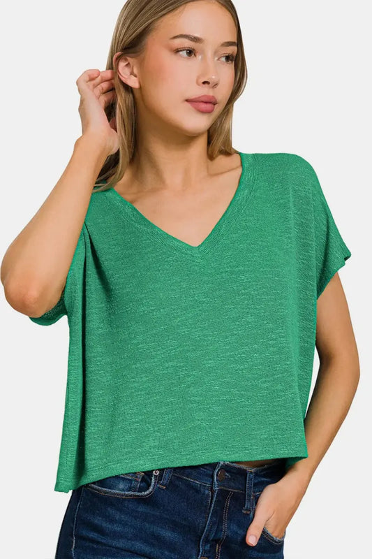 Trendsi Zenana V-Neck Tee Women's Everyday Basic Soft T-Shirt