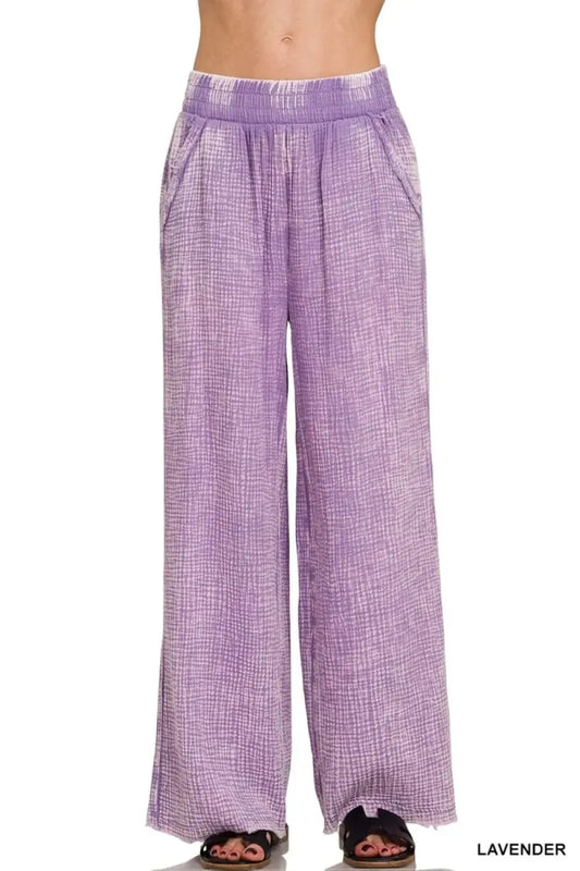 Gauze Pants - Lightweight Elastic Waist - Casual Lounge