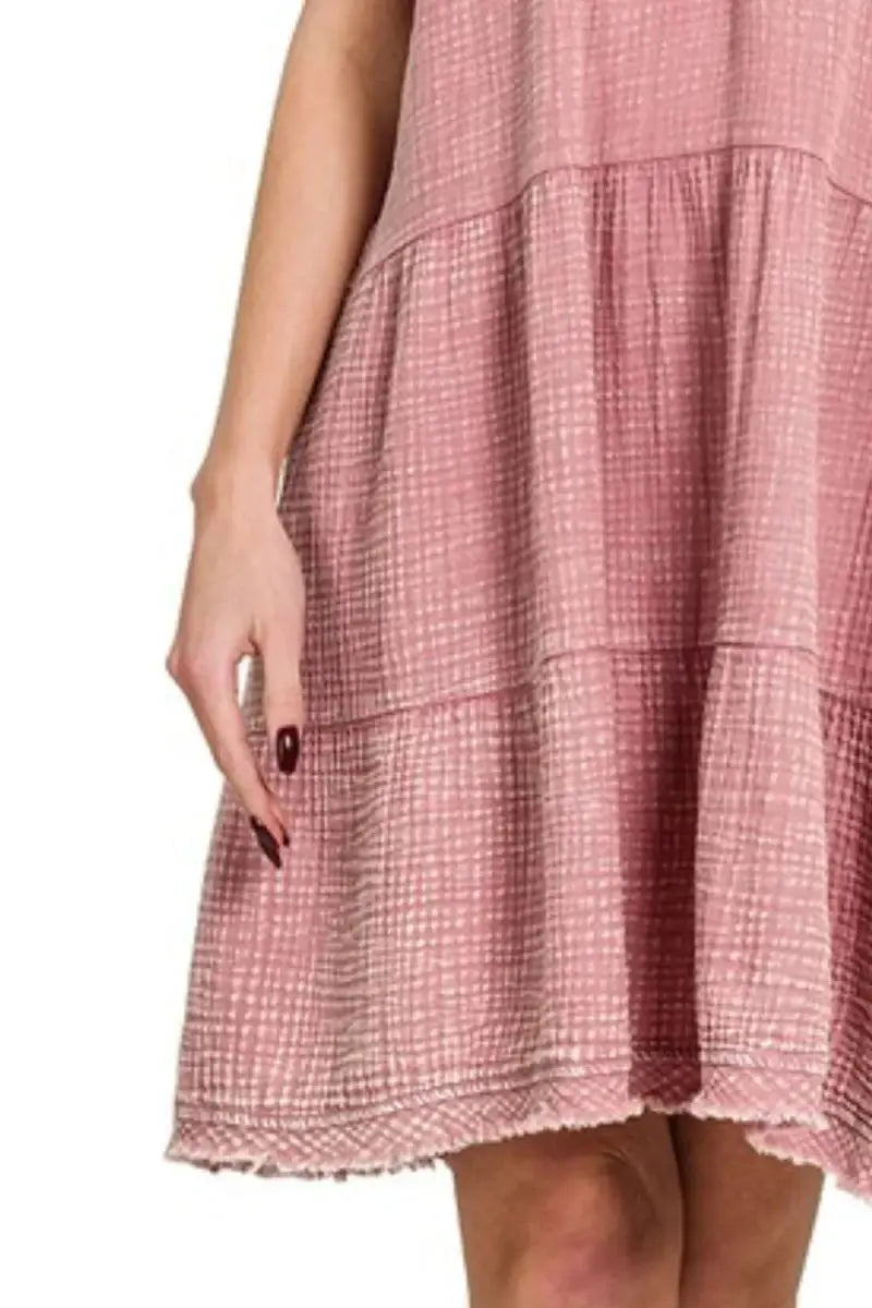 Gauze Dress - V-Neck Lightweight - Summer Casual