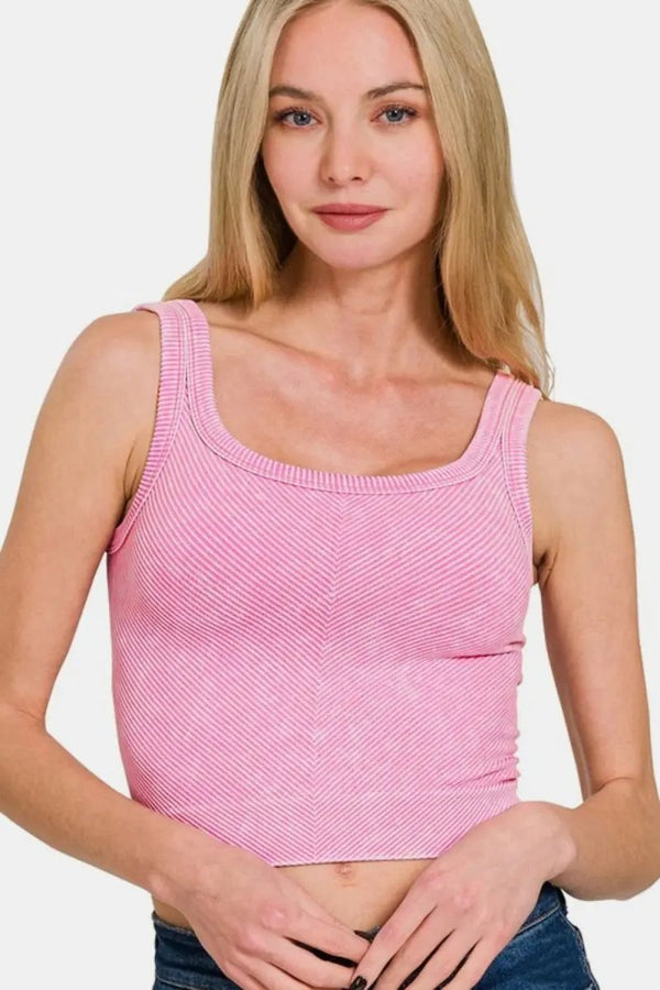 Trendsi Ribbed Tank Top Women's Casual Wear Basic Scoop Neck Sleeveless Top