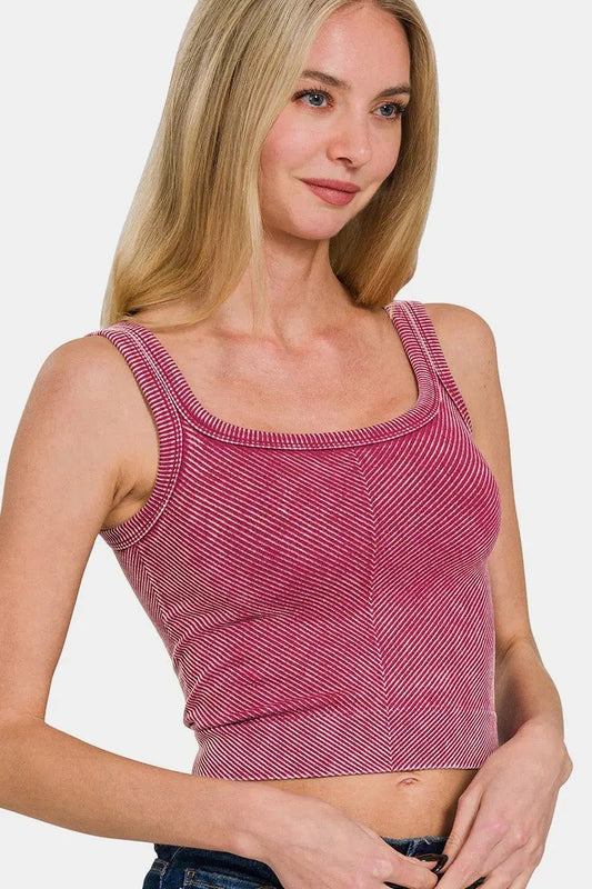 Tank Top - Ribbed Scoop Neck - Casual Everyday Comfy