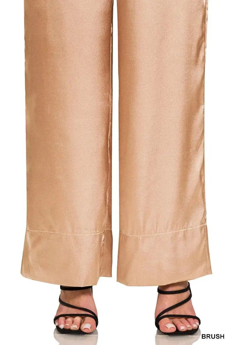 Trendsi Satin Wide-Leg Pants Women's Elegant Everyday Trousers Comfortable