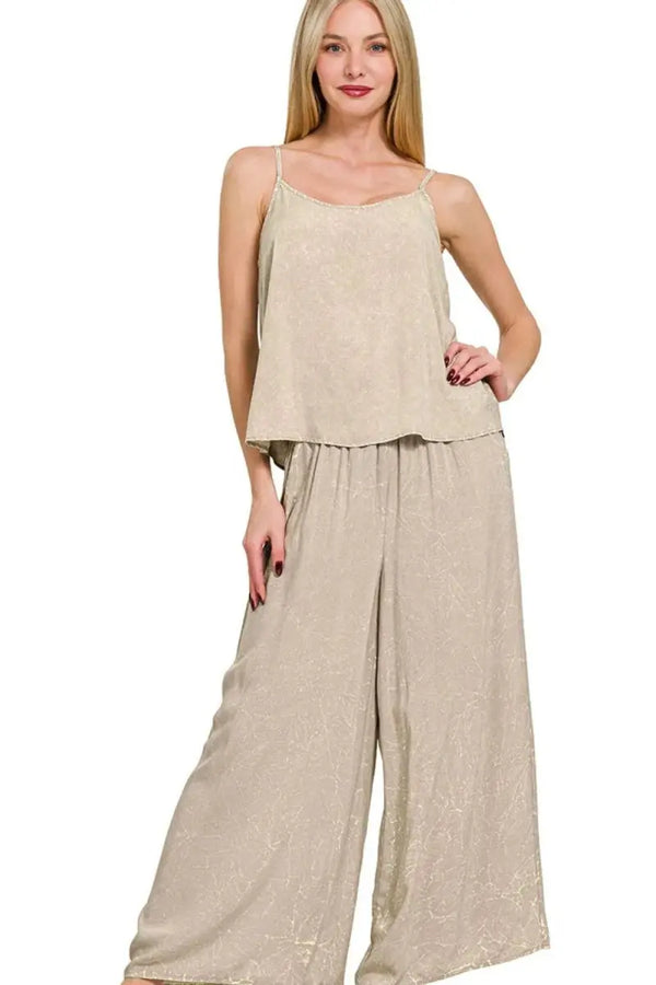 Cami Lounge Set - Acid Wash - Comfy Two Piece