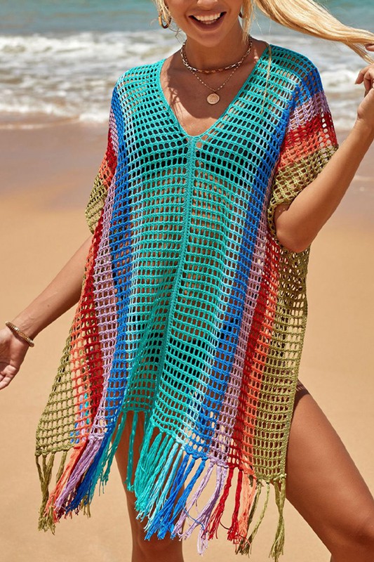 Crochet Knitted Breezy Semi-Sheer Cover-Up Kimono