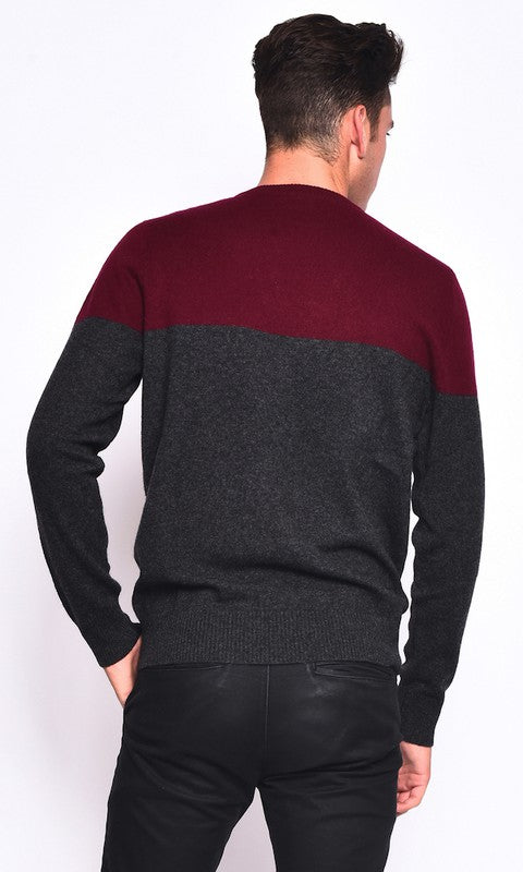 Two-Tone Round Neck Pullover