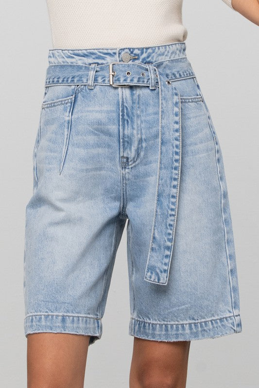 Premium Belted Denim Bermudas | Jeans.com.