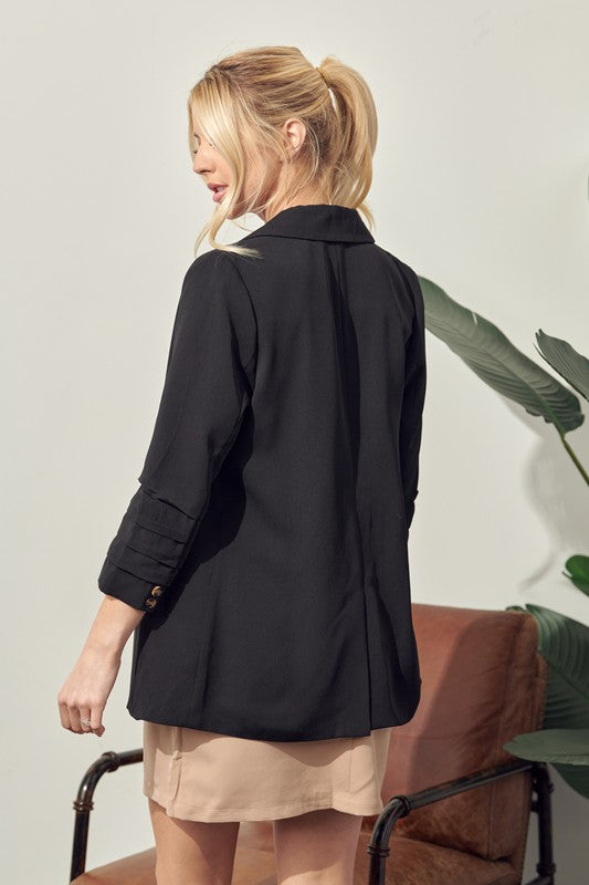 Tucked Sleeve Blazer With Pocket Detail | Jeans.com.