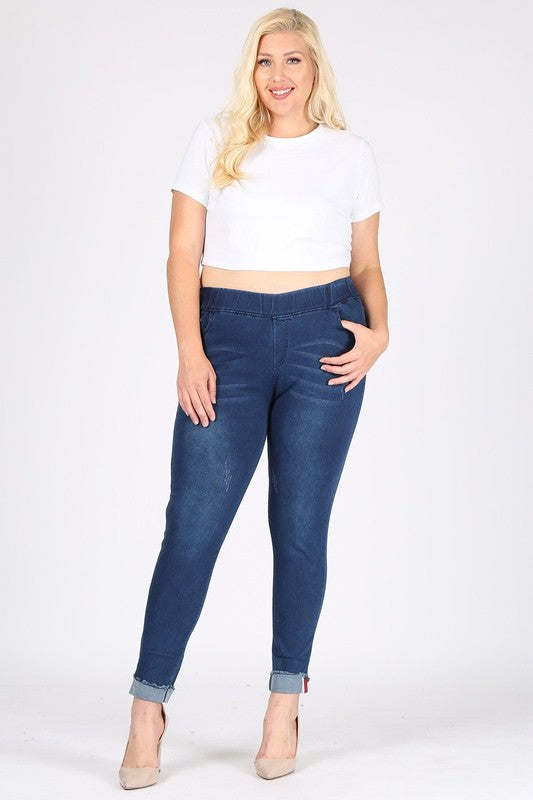Plus Size High Waist Distressed Jeggings Pants