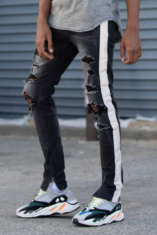 Men's Genuine Cowhide Zippers Pants Real Leather Knee zipper New Biker  Trousers | eBay