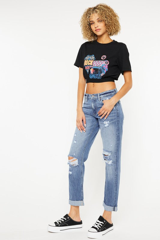 Mid Rise Classic Boyfriend Jeans-Kc8654M