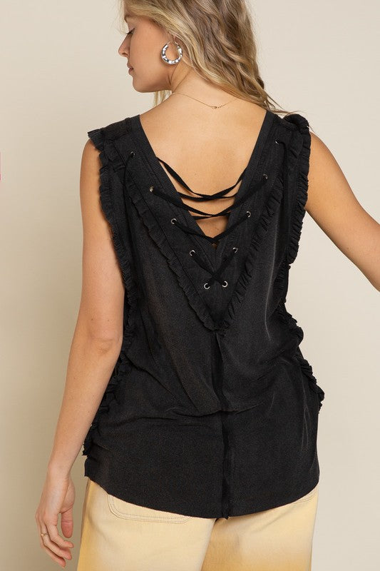 Criss cross Lace up Open Back Tank Top