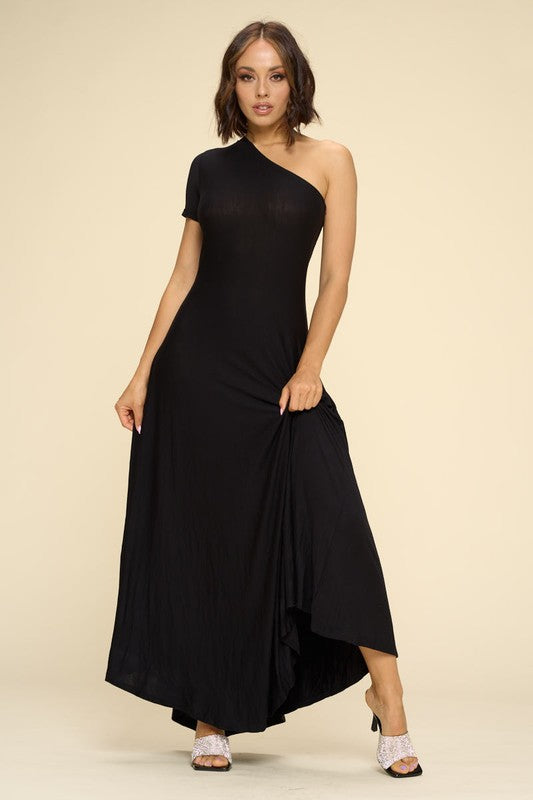 Chic And Flowy One Shoulder Maxi Dress