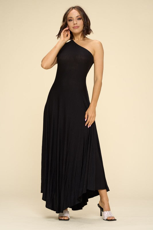 Chic And Flowy One Shoulder Maxi Dress