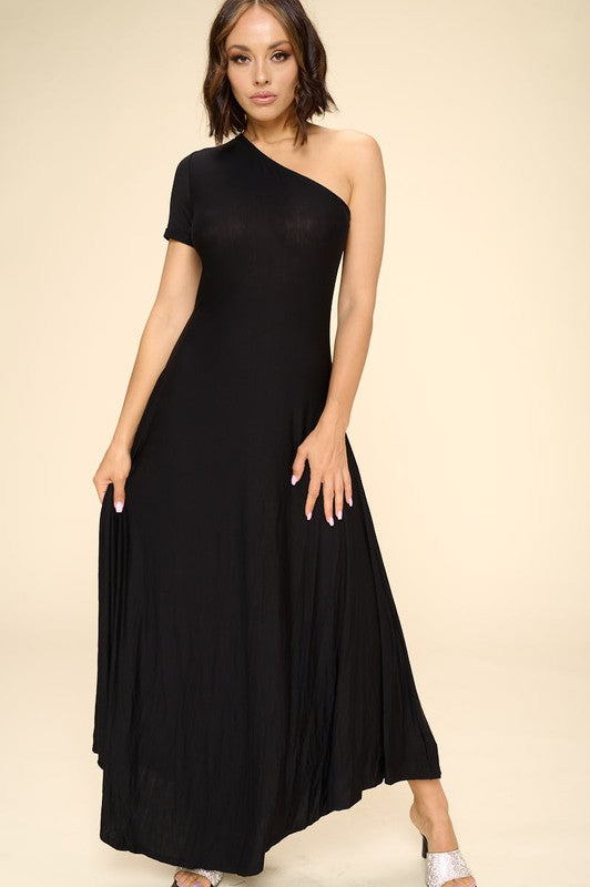 Chic And Flowy One Shoulder Maxi Dress