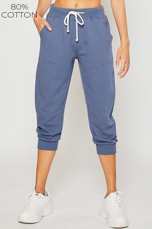 Cotton Terry Relaxed Fit Capri Jogger Pants