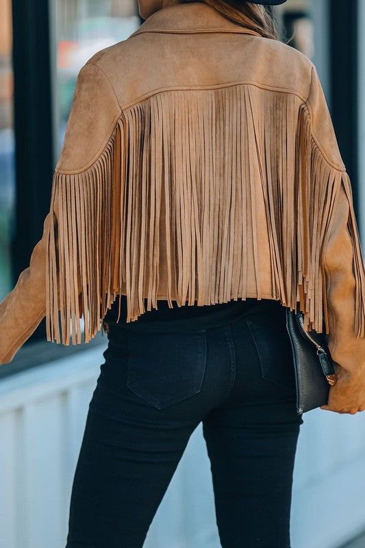 "High-Quality Women's Outerwear - 14876724 Fringed Suede