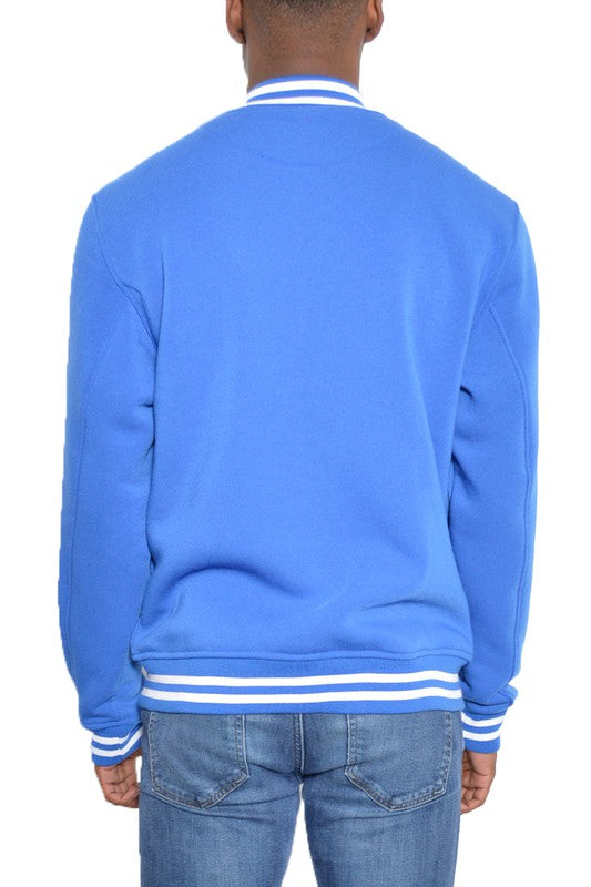 Weiv Mens Fleece Snap Button Varsity Jacket