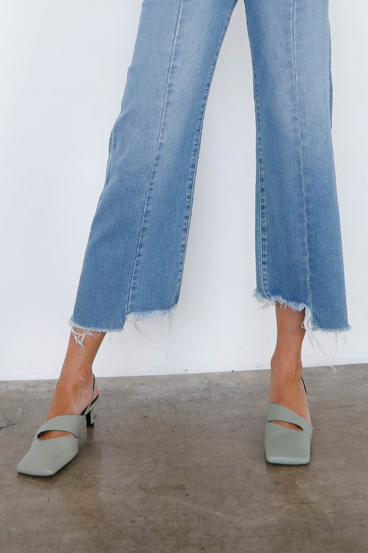 Mid Rise Wide Leg Crop Jeans