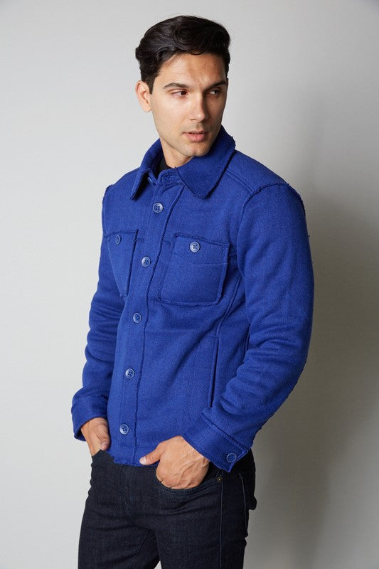 Premium Mens Wool Blended Raw Edge Jacket.