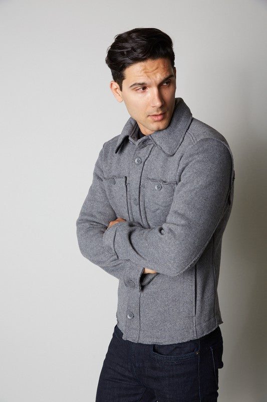 Premium Mens Wool Blended Raw Edge Jacket.