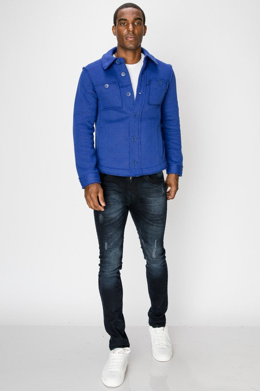 Premium Mens Wool Blended Raw Edge Jacket.