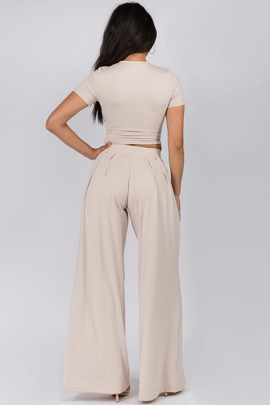 Crop Top and Palazzo Pants Set: Stylish and Comfortable Outfit in Wide Leg