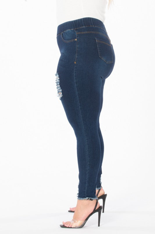 Plus Size High Waist Distressed Jeggings Pants