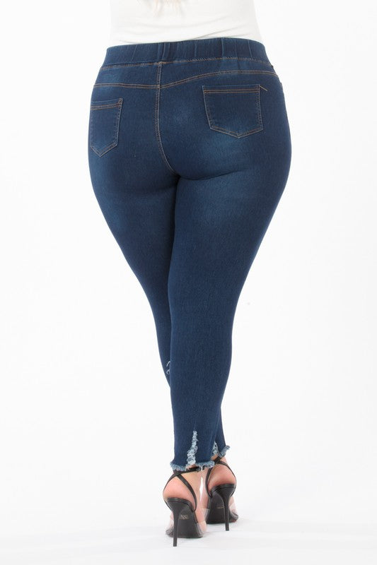 Plus Size High Waist Distressed Jeggings Pants