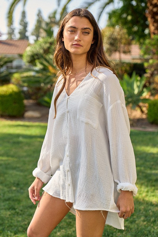 Collared Button Down Cover Up Shirts