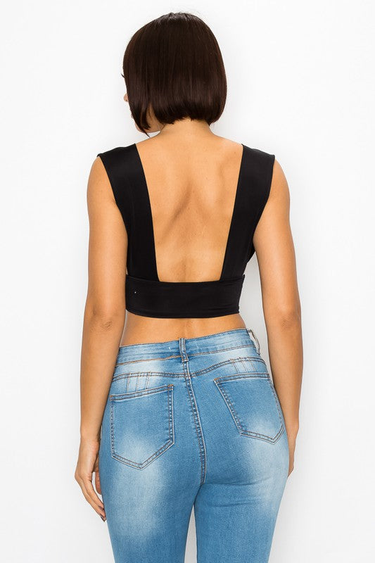 Wide Open Back Corset Style Crop Top