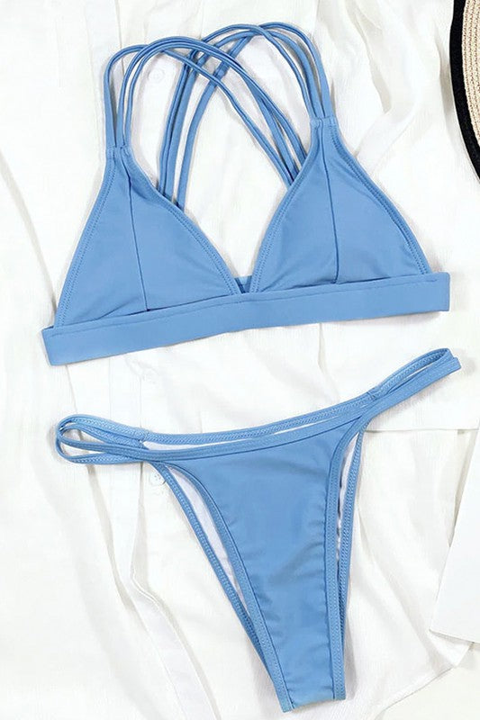 Sporty High Cut Blue Bikini | Jeans.com.