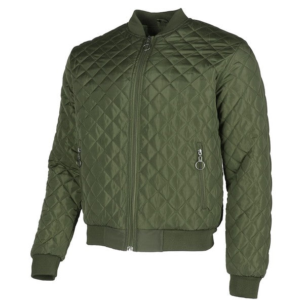 Jason Zip Up Front Pocket Quilted Bomber Jacket