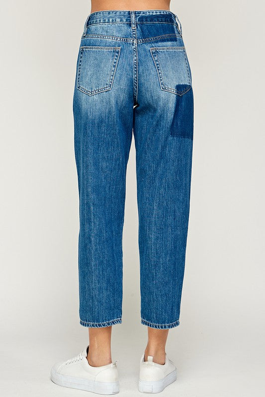 High Rise Medium Washed Boyfriend Jeans