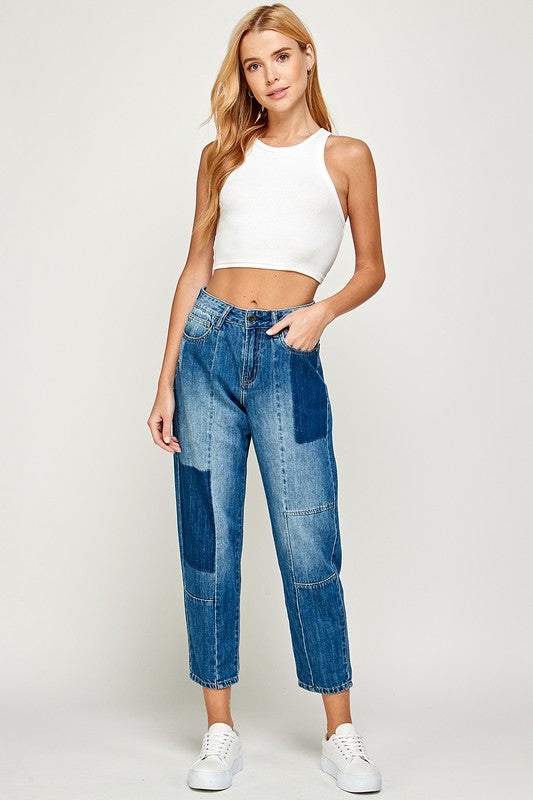 High Rise Medium Washed Boyfriend Jeans