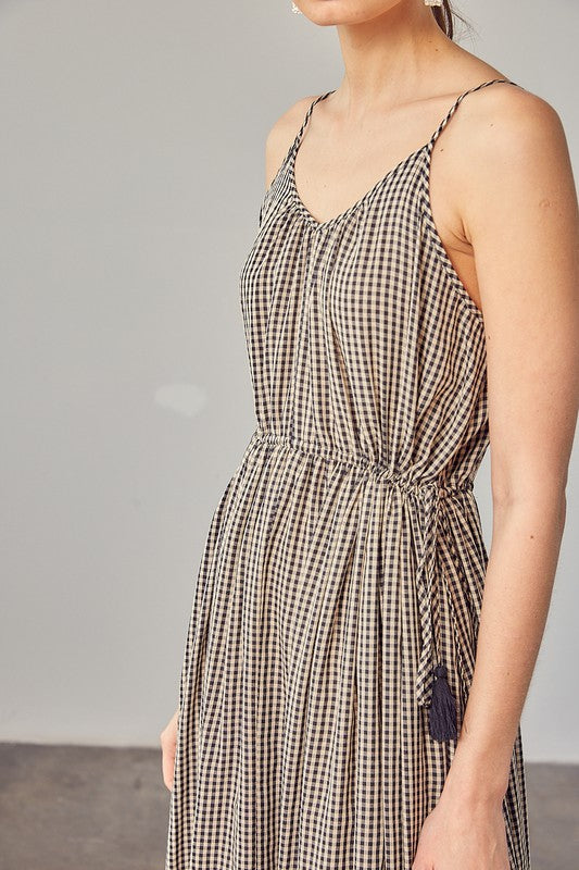 GINGHAM CAMI HIGH-LOW DRESS