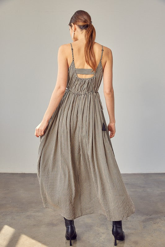 GINGHAM CAMI HIGH-LOW DRESS