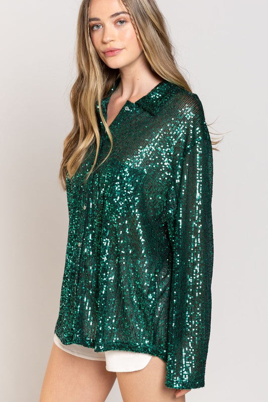 Sequin Long Sleeve Shirt