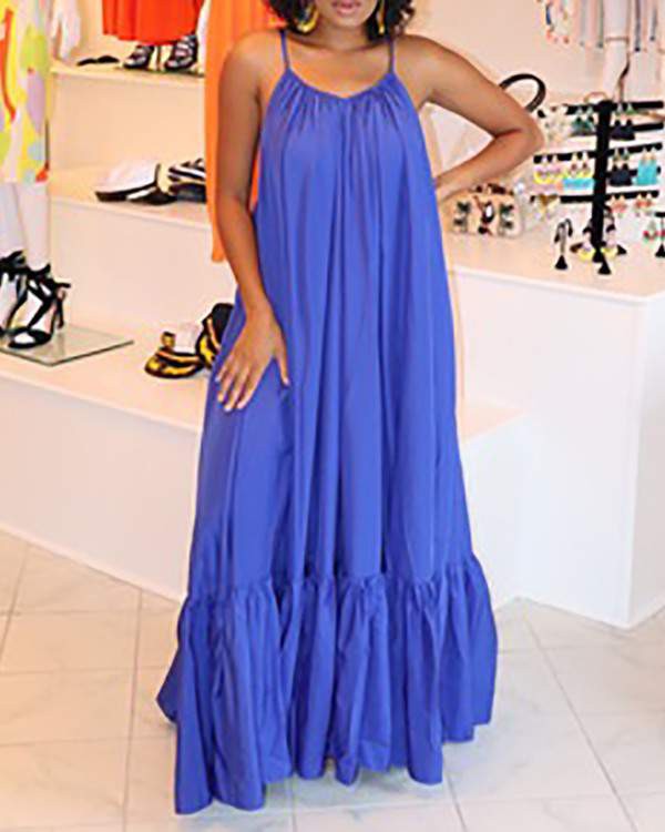 Vneck Sleeveless Ruched Maxi Dress
