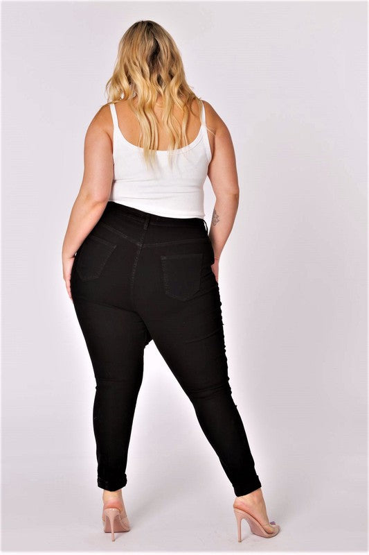 Plus Jeans Rolled Hem Distressed Pleated Mom Jeans