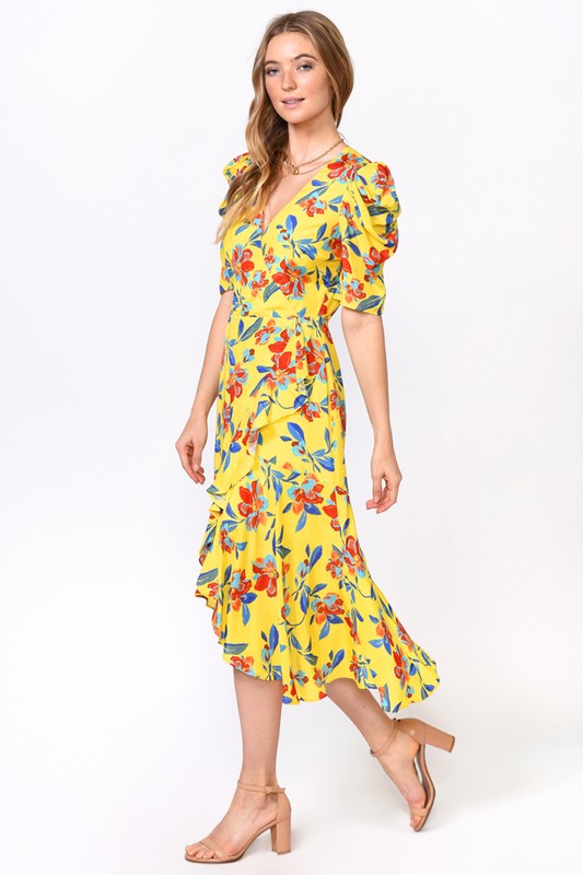 Brenda Floral Puff Sleeves Maxi Dress